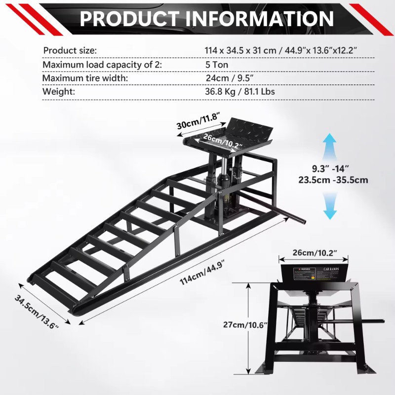 Top Lifter Ramp 5-Ton Heavy-Duty Portable Hydraulic Lift Ramps for Trucks
